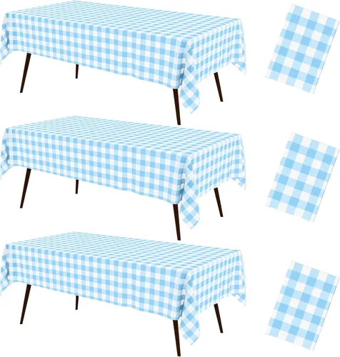 Miniatura 17 de misaya 3 paquetes de manteles desechables de búfalo, mantel de plástico impermeable de 54 x 72 pulgadas, manteles rectangulares a cuadros caqui