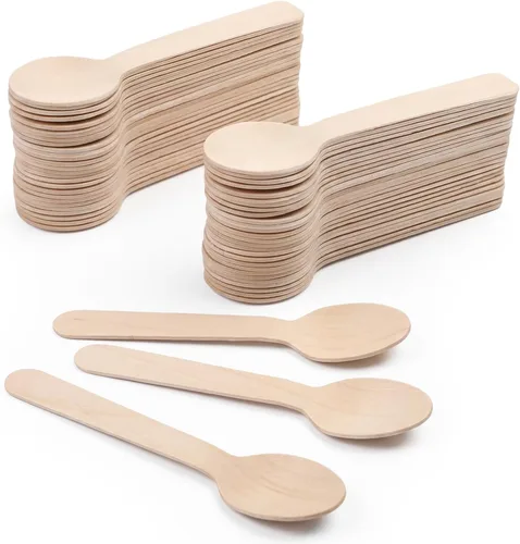 Miniatura 8 de 1000 mini cucharas de madera de 3.94 pulgadas, cucharas de degustación desechables para postres helados, postres de miel, postres de charcutería