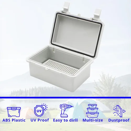 Miniatura 5 de MAKERELE - Caja de conexiones exterior pequeña impermeable para exterior con cerradura y soporte de pared 5.9" x 3.9" x 2.8" (150x100x70mm) con tapa