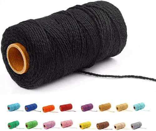 Miniatura 18 de FLIPPED (109 yardas/1.5 mm/35 colores opcionales) 109 cuerdas de macramé para manualidades, cuerda de algodón para macramé, cuerda de panadero, Gris