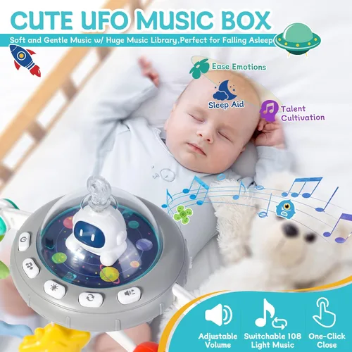 Miniatura 2 de Orzbow Juguete de arco de cochecito para bebé, juguetes musicales para asiento de automóvil colgantes con dentición, móvil de bebé para cuna