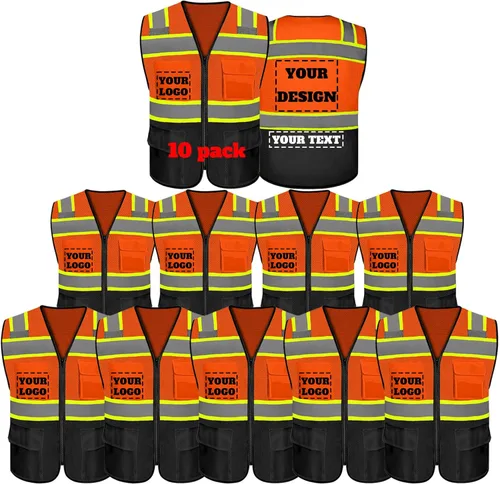 Miniatura 37 de Chaleco de seguridad reflectante de alta visibilidad con 5 bolsillos y cremallera clase 2 para adultos, unisex, ropa de trabajo de seguridad