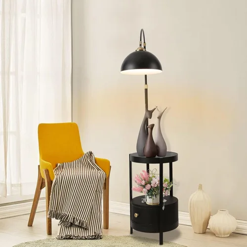 Miniatura 3 de OUKANING Lámpara de pie de decoración industrial con luz de escritorio rústica de metal ajustable, para sala de estar, dormitorio, oficina, casa
