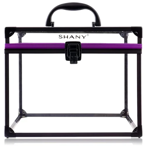SHANY Estuche transparente para cosméticos y artículos de tocador, organizador de maquillaje de viaje extra grande con cierre seguro y detalles negro