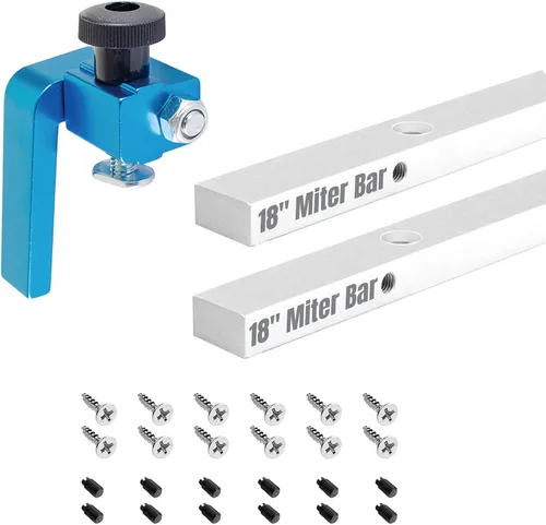 POWERTEC Juego de barra de inglete de 3 pulgadas y barra de inglete de 18 pulgadas con tornillos de montaje, corredores de ranura de inglete para