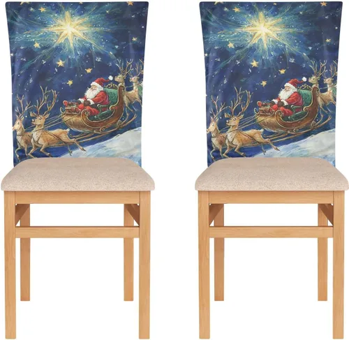 Miniatura 2 de Cartoon Merry Christmas Eve Decorative Chairs Slipcovers for Home Dining Room Decor Washable Dining Room Chair Seat Cover protectores para sillas