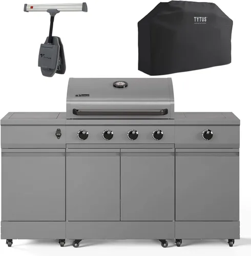 Miniatura 19 de Tytus Fresno - Parrilla de isla de propano o gas natural de 5 quemadores - Área de cocción de 864 pulgadas cuadradas, parrilla de 48,000 BTU