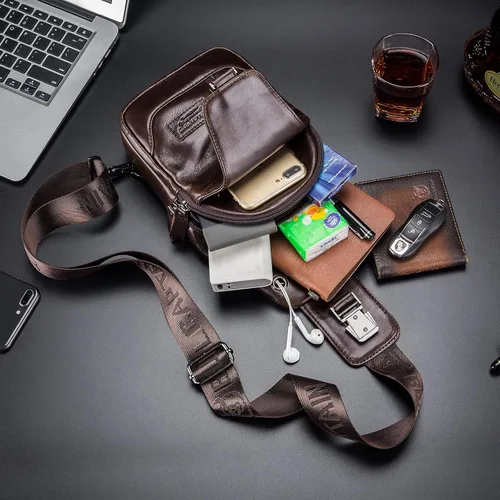 Miniatura 92 de LUKZIJAES Bolso bandolera de cuero genuino para hombre