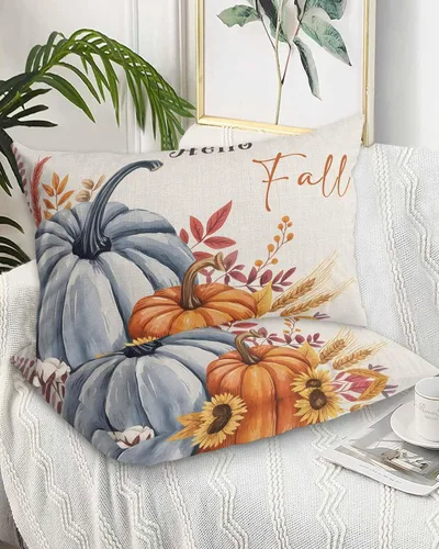 Miniatura 2 de Fundas de almohada de tamaño estándar de Acción de Gracias, 2 paquetes de fundas de almohada suaves decorativas para sofá de cuerpo largo, con Azul