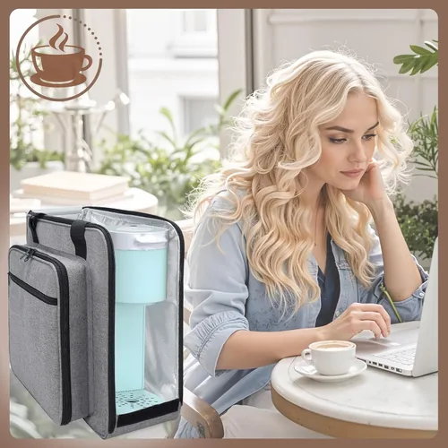 Miniatura 8 de Bolsa de viaje portátil Anitor para cafetera Keurig K-Mini/K-Mini Plus/K-Express, bolsa de viaje para máquina de café de una sola porción con Gris