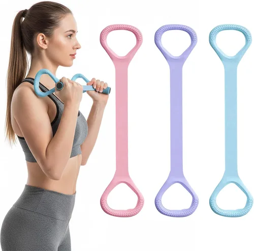 Figura 8 bandas de ejercicio para mujeres y hombres, 3 bandas de resistencia, cuerda elástica de 8 palabras para entrenamiento, brazo, espalda,