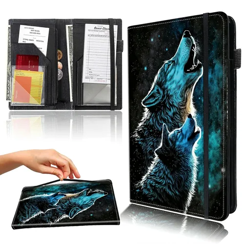 Miniatura 12 de Libro para camarera con bolsillo con cremallera, de piel sintética, lindo libro para camarera, libros de servidor, restaurante, soporte para cheques