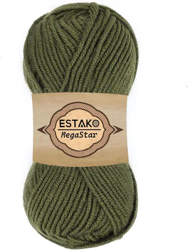 Miniatura 57 de Estako Megastar, 3.52 Oz (100g) de hilo de acrílico 75% y lana 25%, suave, peso grueso voluminoso #5 para crochet y tejer 120 yardas (110m)