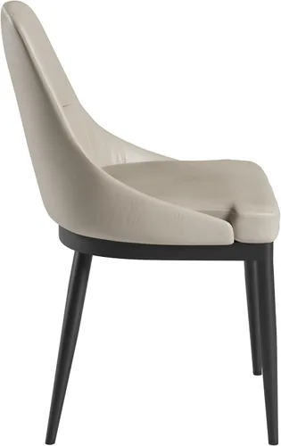Miniatura 6 de Juego de 2 sillas de comedor sin brazos, sillas de piel sintética gris pardo con patas de metal en un acabado negro, asiento y respaldo tapizados
