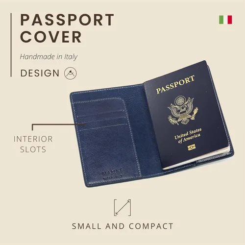 Miniatura 3 de Maruse Funda de pasaporte de piel italiana para hombre y mujer, hecha a mano en Italia