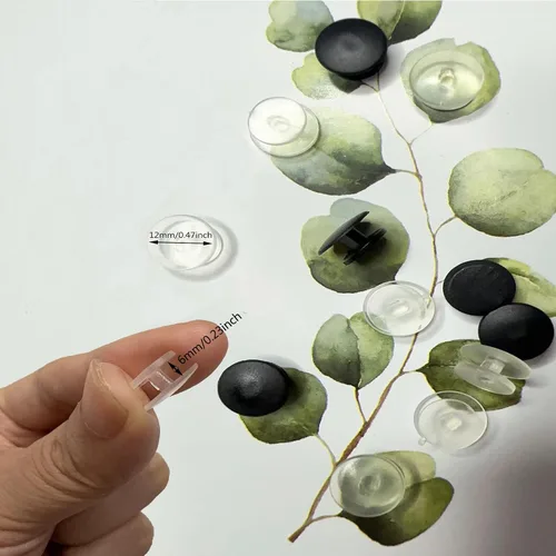 Miniatura 3 de DANUDON 300 botones de plástico con hebilla, botones de dijes para zapatos, pulseras negras y transparentes, adornos de espalda, botones redondos