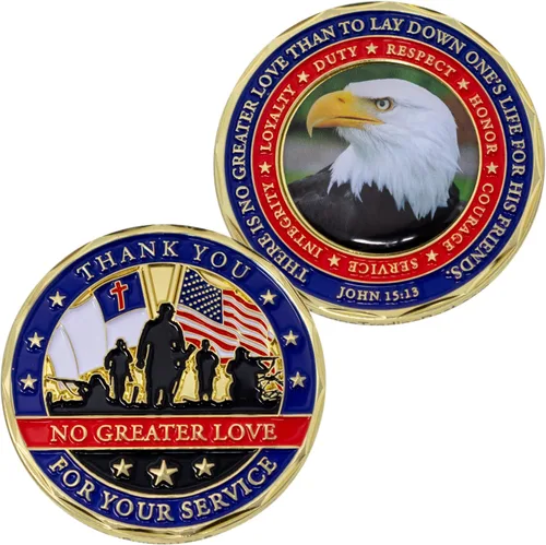 Miniatura 3 de Coleccionables patrióticos para veteranos, fichas militares cristianas, medallas inspiradoras de desafío, regalos militares conmemorativos