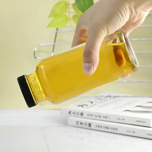 Miniatura 6 de Botellas de agua vintage, botellas de vidrio de 16 onzas, bebidas cuadradas de 16.9 fl oz con tapas para kombucha, té, bebidas caseras de vidrio