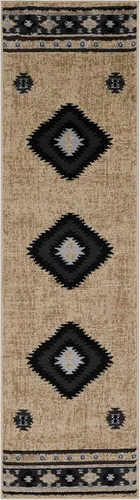 Miniatura 9 de Hoylake Southwestern - tapete estilo tribal, azteca, indio americano e indie, felpudo, pequeño, marrón, gris, negro, 1 pie y 10 pulgadas por 2 pies