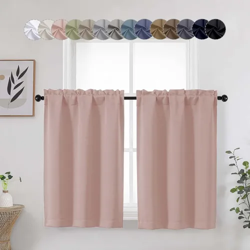 Miniatura 53 de Aqua Cafe - Juego de 2 paneles de cortinas opacas de 24 pulgadas de largo, con aislamiento térmico suave y sólido, para ventanas de baño, sótano