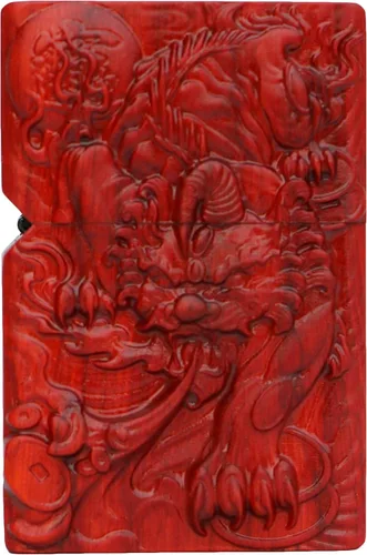 Miniatura 10 de Caja de carcasa de madera natural tallada en palisandro Huanghuali para módulo Zippo (Zodíaco Caballo)