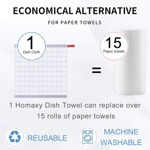 Miniatura 7 de Homaxy Paños de cocina 100% algodón de felpa, toallas de cocina ultra suaves y absorbentes para la cocina, adecuadas para secar y lavar platos