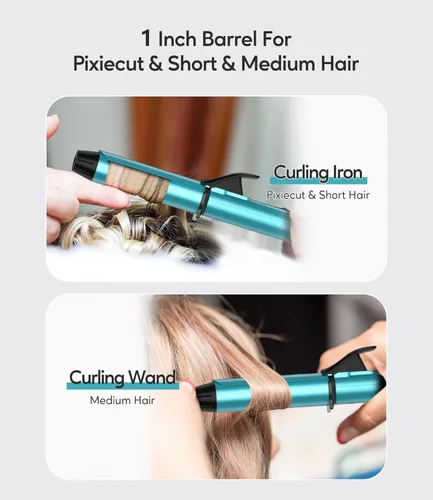 Miniatura 3 de FARERY Mini rizador de pelo de cerámica de 1 pulgada, tamaño de viaje, 100-240 V, doble voltaje, 1 pulgada, rizador de viaje para cabello corto