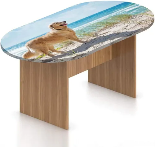 Miniatura 13 de Mantel ajustable ovalado de poliéster con borde elástico, para amantes de los perros, pastor austratliano con estampado de mastín italiano, se