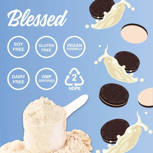 Miniatura 3 de BLESSED Proteína vegana en polvo - Reemplazo de comida en polvo de proteína a base de plantas, 23g de proteína de guisante en polvo, sin lácteos