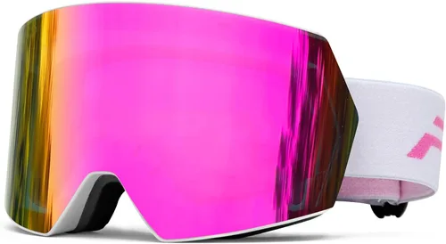 Miniatura 10 de FMY - Gafas de esquí para hombres, mujeres y jóvenes - Gafas de snowboard y esquí con protección antivaho UV400 para adultos Marco azul hielo