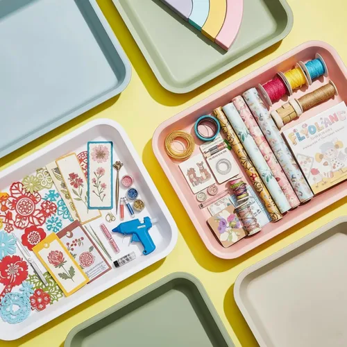 Miniatura 7 de Mifoci Morandi - 15 bandejas de plástico para actividades artísticas y manualidades, bandejas apilables de plástico para servir para proyectos