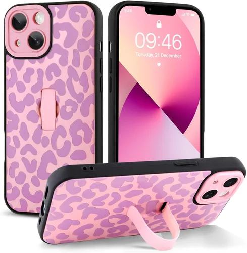 Miniatura 92 de Funda compatible con iPhone 17 Pro Max con correa de mano para los dedos, funda de teléfono con estampado de leopardo y guepardo para mujeres