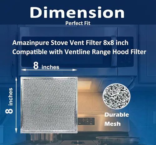 Miniatura 3 de 2 filtros de repuesto para campana extractora de alta calidad de 8 x 8 pulgadas, ultra flujo, compatible con ventilador de escape Ventline