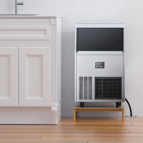 Miniatura 2 de Coolake Máquina comercial para hacer hielo de 200 libras/24 horas con contenedor de almacenamiento de 50 libras, máquina de hielo de acero