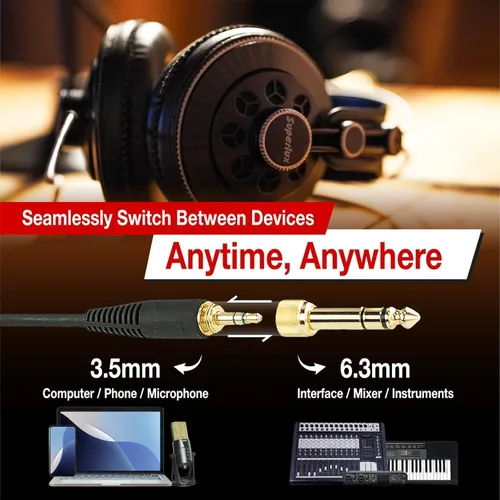 Miniatura 5 de Superlux HD681B Auriculares dinámicos sobre la oreja con cable con controlador de neodimio de 1.969 in, de un solo lado, semiabierto, graves