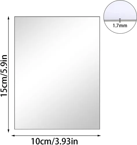 Miniatura 2 de 10 azulejos de espejo acrílicos para decoración de pared, 4 x 6 x 0.07 pulgadas, hoja de espejo de pared rectangular con calcomanías adhesivas