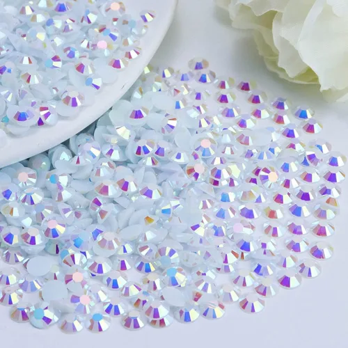 Miniatura 6 de 2000 piezas de brillantes de resina con parte trasera plana de 4 mm, brillantes de resina de gel AB azul claro/azul cielo para tazas, botellas, Azul