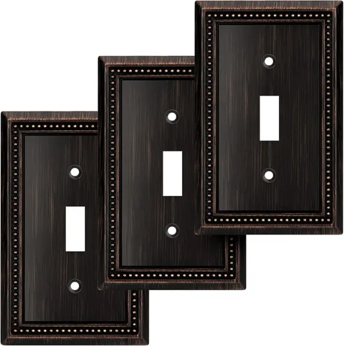Miniatura 67 de Henne Bery Sunken Pearls - Placa de pared decorativa resistente para interruptor, cubierta para tomacorrientes (doble dúplex, níquel satinado)