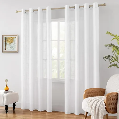 Miniatura 23 de HOMEIDEAS - Cortinas traslúcidas de lino rosa pálido, 2 paneles de 63 pulgadas de largo con textura de rosa polvoriento semitransparente, cortinas