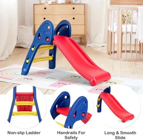 Miniatura 4 de BABY JOY Tobogán plegable, primer tobogán interior de plástico para escalar, juguete para niños (riel elíptico)