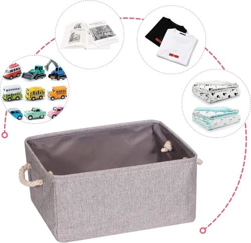 Miniatura 6 de TENABORT Paquete de 4 cestas de almacenamiento grandes, caja de almacenamiento plegable, organizador plegable de tela con asas para armario, hogar