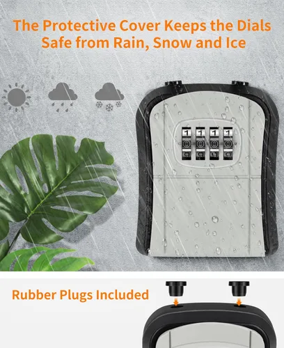 Miniatura 5 de Caja de bloqueo portátil para llaves, caja de seguridad segura para interiores, exteriores, garaje, jardín, tienda (1, gris)