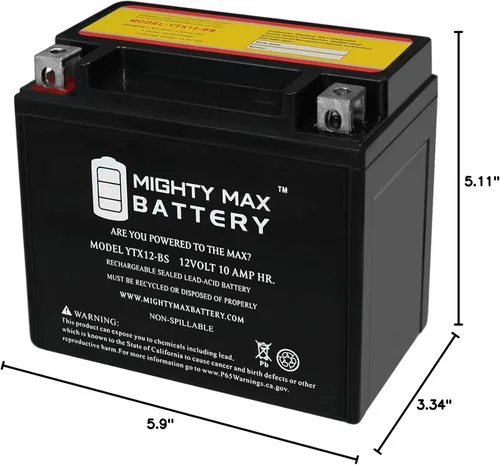 Miniatura 9 de Mighty Max Battery YTX12-BS 12V 10Ah Batería de repuesto para UB-YTX12-BS