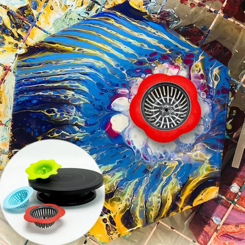 Miniatura 5 de Rueda giratoria de 11 pulgadas para esculpir tartas giratorias, soporte de mesa giratoria de pintura negra para rociar pintura, con soportes de lona