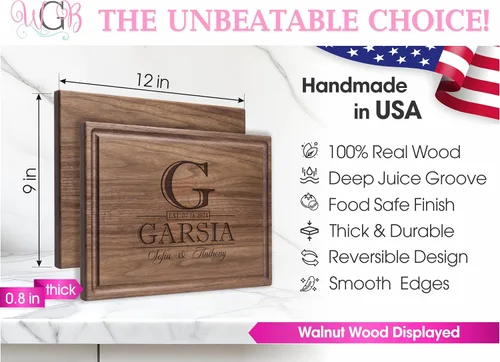 Miniatura 2 de Tabla de cortar personalizada, idea de regalo de boda, aniversario o inauguración de la casa, charcutería grabada en madera, para parejas