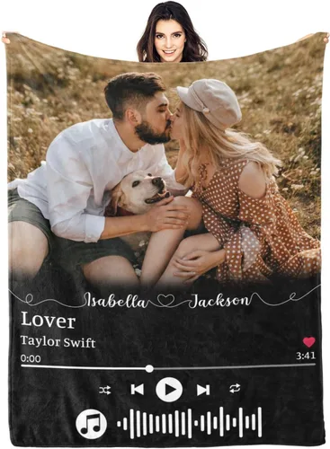 Miniatura 27 de D-Story Manta personalizada con fotos con cualquier texto - Mantas con imágenes personalizadas para Navidad, cumpleaños, regalos para parejas