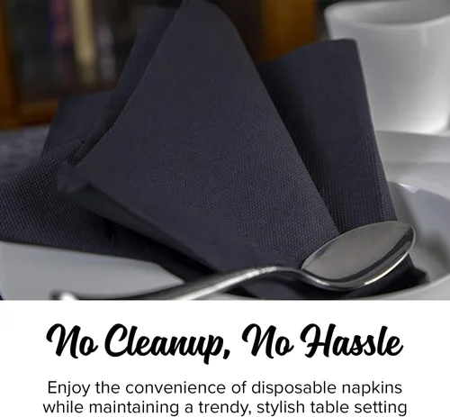 Miniatura 6 de SimuLinen Servilletas desechables de papel negro, biodegradables para fiestas, barbacoas, almuerzos, portón trasero, 1/4 pliegues, 15.5 x 15.5