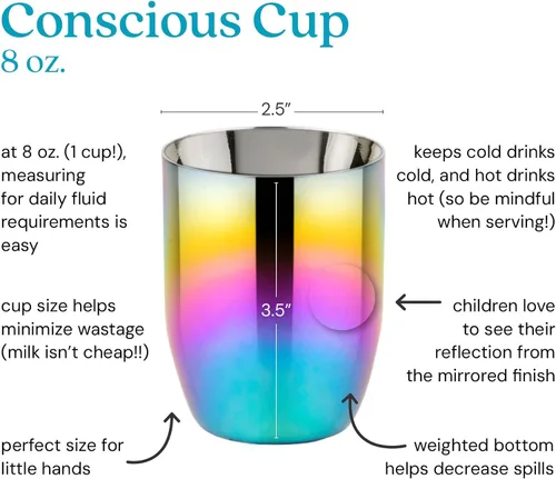 Miniatura 2 de Ahimsa - Taza de acero inoxidable para niños, diseñada por pediatras, tazas para niños pequeños con pulido premium para el entrenamiento con taza