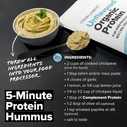 Miniatura 4 de Complement Proteína vegana orgánica en polvo, sin sabor, baja en carbohidratos, baja en calorías, sin azúcar, sin soja, sin OMG, sin gluten, sin