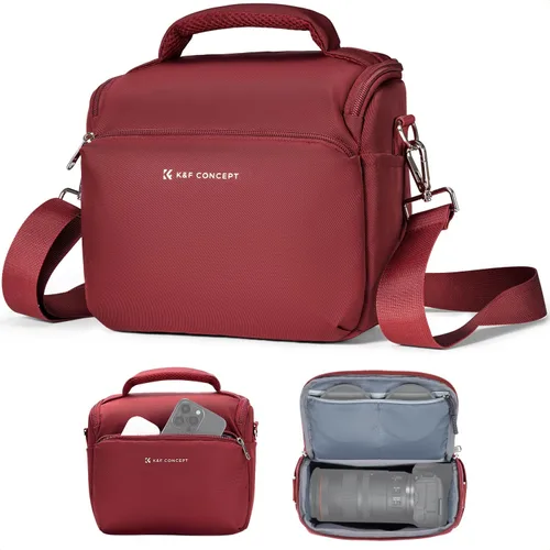 Miniatura 14 de K&F CONCEPT Bolso de bandolera para cámara pequeño estuche cruzado para cámara DSLR/SLR/Cute compacto Bolsos de hombro para fotografía